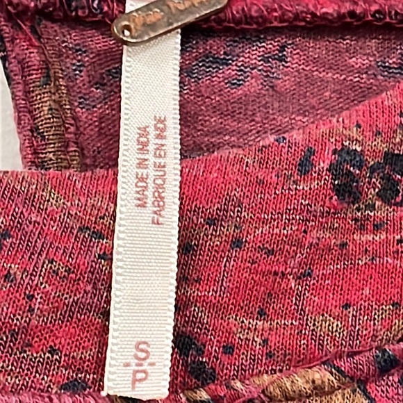 Free People Nouveau Draped Tulip Long Sleeve Blouse Top Burgundy S - Picture 4 of 15